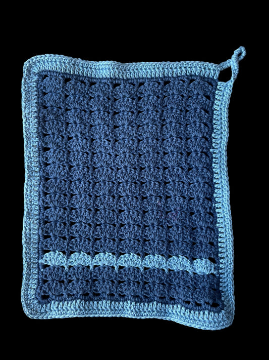 Tvättlapp med ljusblå kant