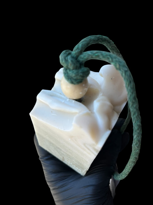 Morgondagg på snöre