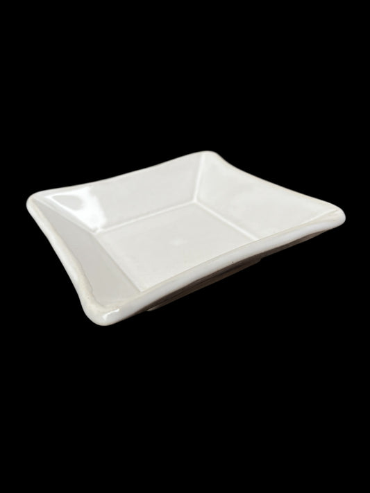 Kvadratisk disktvålsskål vit