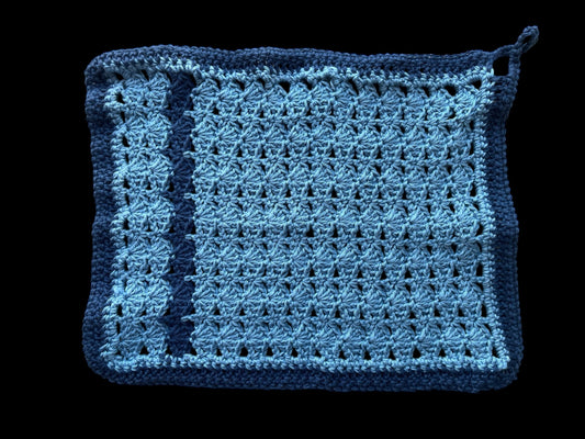 Tvättlapp med mörkblå kant