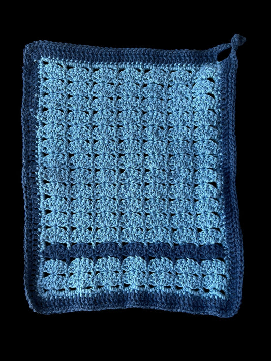 Tvättlapp med mörkblå kant